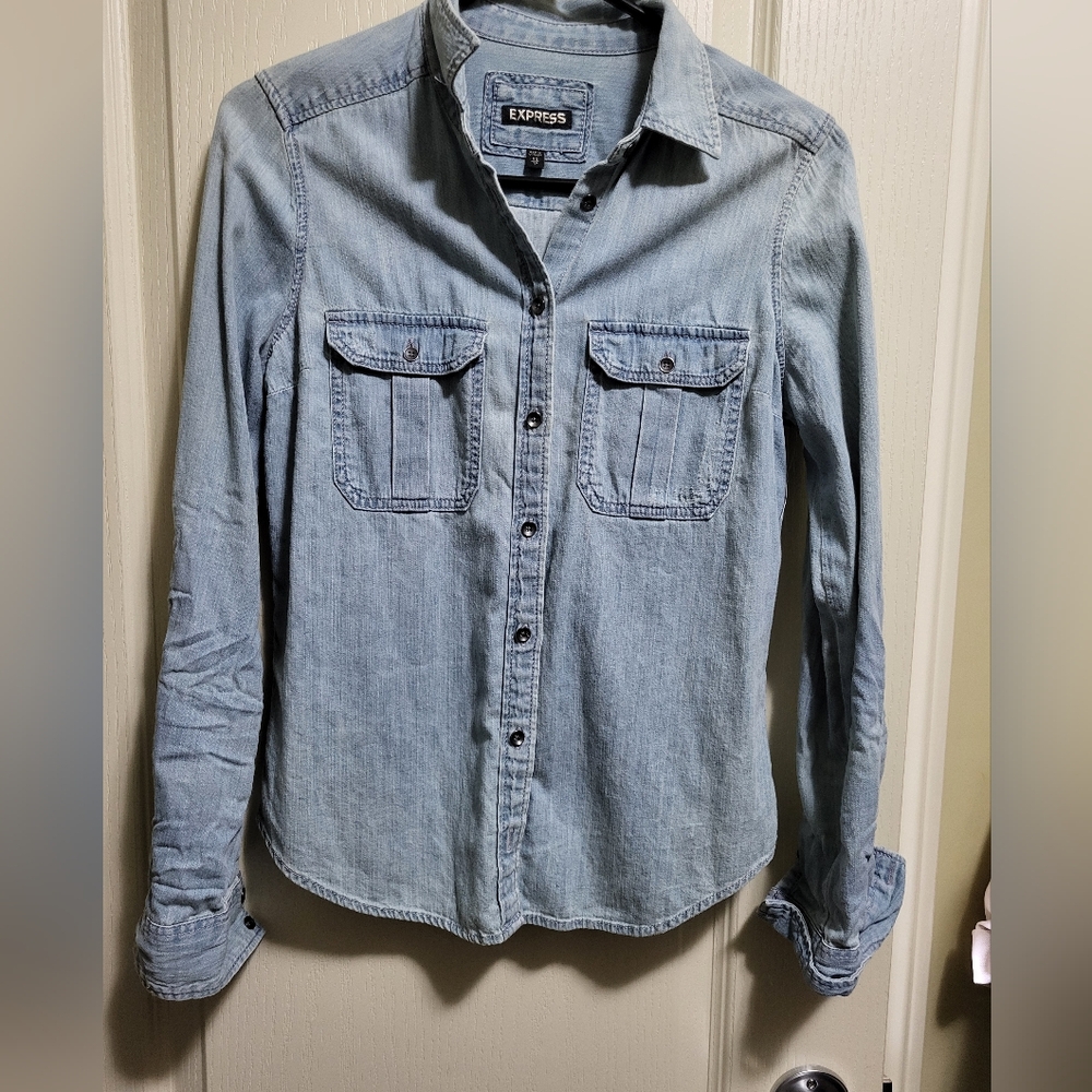 Express Clothing Button up Blue Shirt